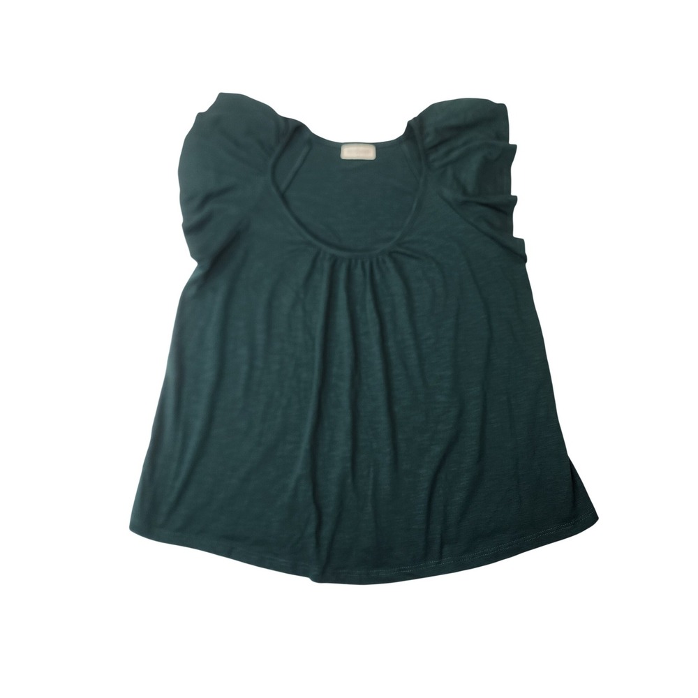 78&Sunny Ruffle Sleeve Top M Teal Slub Knit Romantic Feminine Minimalist Boho